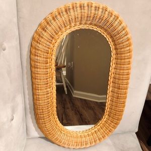 Vintage RARE 1960’s Large Oval Wicker Mirror